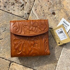 Patricia Nash Embossed Floral Tan Wallet